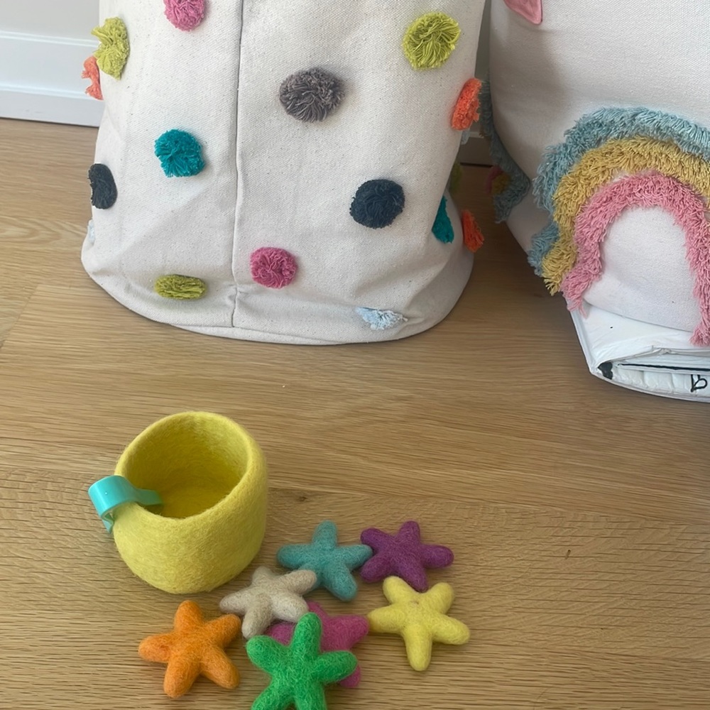 Lovevery transfer tweezers, and felt stars